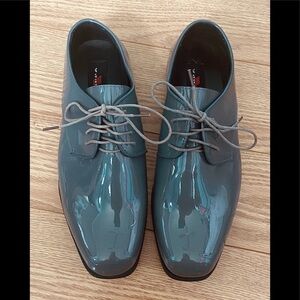 Dark Gray Shiny Glossy Tuxedo Tux Dress Shoe Size 12